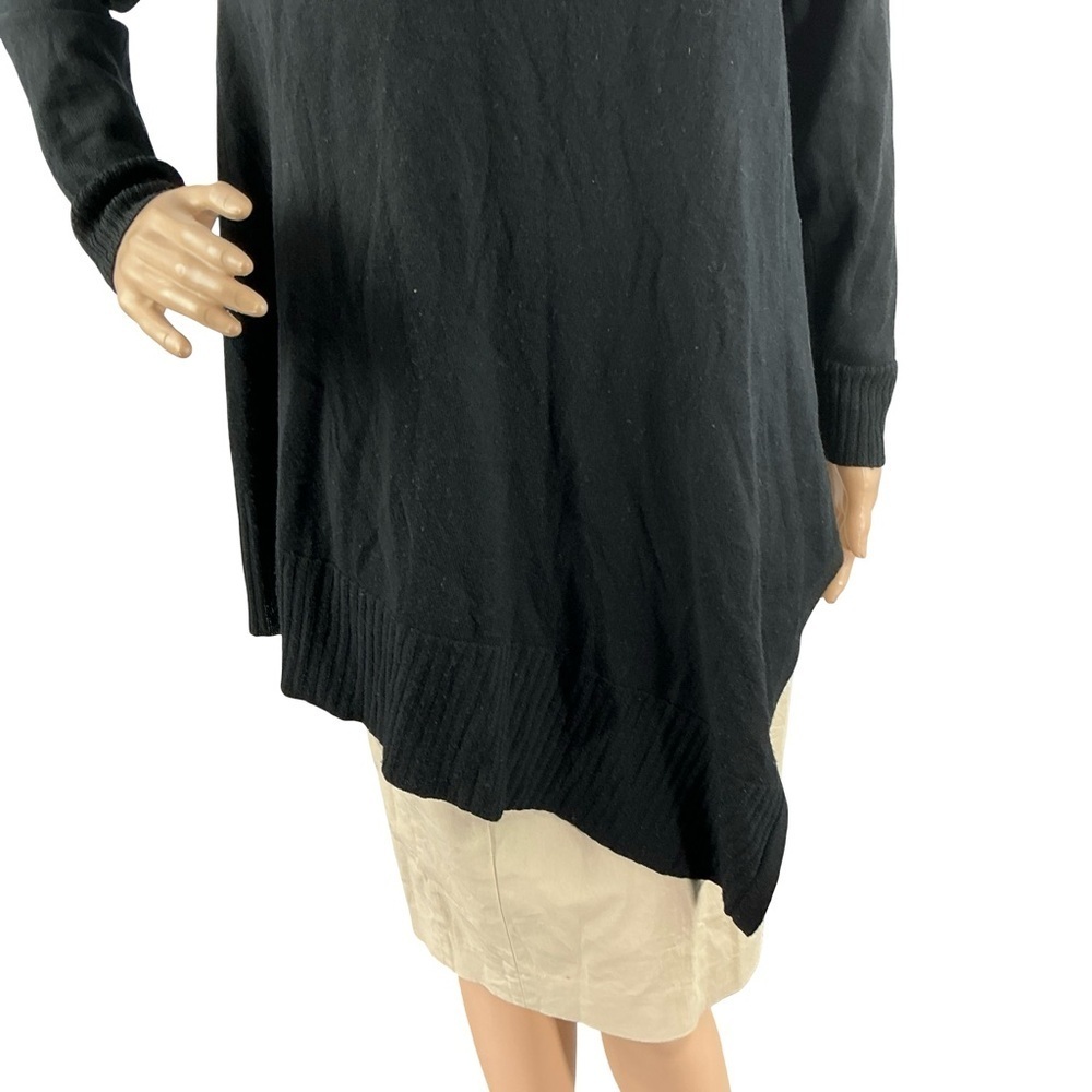 Eileen Fisher Merino Wool Tunic Sweater Asymmetrical Hem Black Size S - Picture 3 of 7